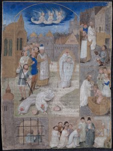 Blad udskåret fra et brev af Charles the Bold og Margaret of York: The Martyrdom of Saint Denis af Simon Marmion