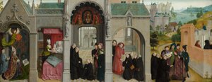Scener fra Sankt Bertins liv - Bebudelsen med profeter og evangelister af Simon Marmion
