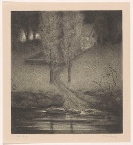 Popler ved et vandløb af Simon Moulijn (signed by artist)