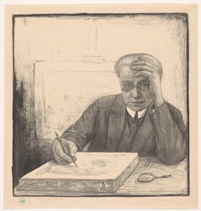 Selvportræt med litosten af Simon Moulijn (signed by artist)