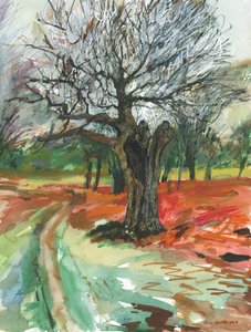 Gammelt træ, Richmond Park, 2019 (akvarelblyant og akrylfarvemarkør på papir) af Simon Neville
