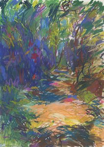 Woodland pathway no 24, 2024 (pastel på papir) af Simon Neville