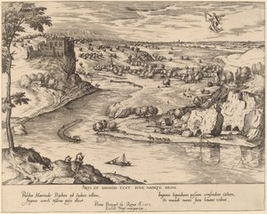 Flodlandskab med Merkur og Psyke af Simon Novellanus after Pieter Bruegel the Elder