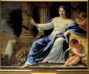 Veltalenhed. Repræsentation af Polymnie, veltalenhedens muse. Maleri af Simon Vouet (1590-1649) 1600-tallet søn. 0,81x1 m af Simon Vouet