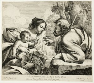 Den hellige familie med en fugl af Simon Vouet