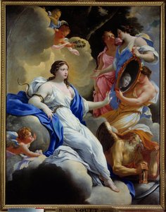 Forsigtighed, kærlighed og ynder Maleri af Simon Vouet (1590-1649) 1645 søn. 1,16x0,9 m Montpellier, Fabre Museum af Simon Vouet