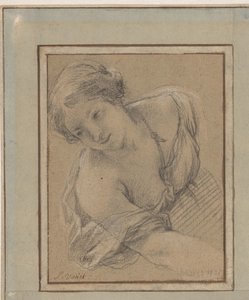 Studie af en bøjet ung kvinde af Simon Vouet