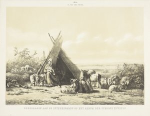 Familie ved en hyrdehytte