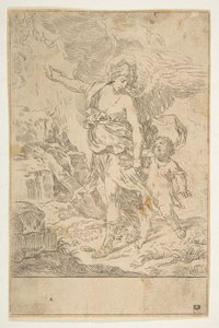 A guardian angel walking with a child, ca. 1640. dani