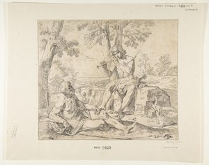 Merkur og Argus, ca.1630-1648. af Simone Cantarini