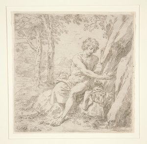 Johannes Døberen i ørkenen af Simone Cantarini