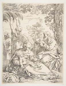 Den hellige familie hviler på deres flugt ind i Egypten, ca. 1637-1639.