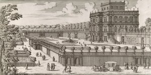 Udsigt over facaden af ​​Palazzo Pamphili og dens have Secondo Prospetto Pe..., efter af Simone Felice