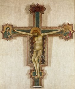 Krucifiks med Jomfru Maria og Johannes Evangelisten (Tempera på træ, 1321-1325) af Simone Martini