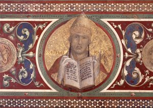 Maesta: St. Gregory, detalje fra rammen, 1315 freskodetalje af 51591 af Simone Martini