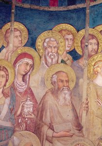 Maesta, detalje af helgener, fresko fra 1315 af Simone Martini