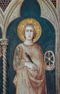 Saint Catherine of Alexandria - Fresco af Simone Martini (ca. 1284-1344) - Basilica of Saint Francois of Assisi, lavere kirkekapel Saint Martin, Assisi af Simone Martini