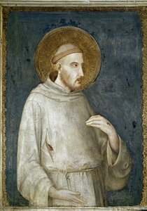 Sankt Frans af Assisi, detalje af Fem helgener - Fresco af Simone Martini (ca. 1284-1344) af Simone Martini