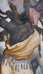 De tre kongers tilbedelse, præstegård, 1578-82 (detalje af 3497103) af Simone Veneziano Peterzano