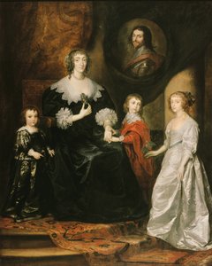 Portræt af enken efter hertugen af Buckingham og hendes børn, 1633.