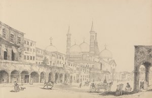 Album med 30 udsigter i Tyrol og Italien: Saint Antonio Church - Padua 3.r. nov. 1840