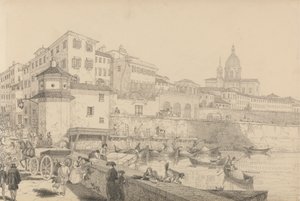 Album med 30 udsigter i Tyrol og Italien: Udsigt over Casino Pecori på lungen Arno, Sir Charles D