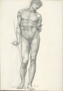 Paris med gyldent æble i venstre hånd, til Troy-triptykonen (skitsebog #2638) af Sir Edward Burne Jones