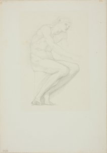 Siddende mandlig nøgen af Sir Edward Burne Jones
