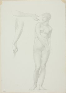 Stående nøgen kvinde og skitser af våben af Sir Edward Burne Jones