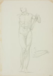 Stående Mand med Tablet; separat skitse af højre arm af Sir Edward Burne Jones