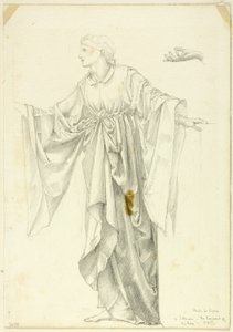 Studie til figur af "lediggang" - Rosens romance af Sir Edward Burne Jones