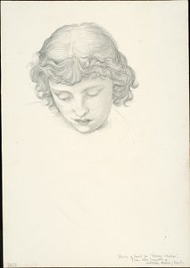 Studie til Mirror of Venus: Head af Sir Edward Burne Jones