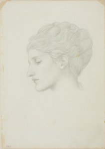 Kvindehoved i profil til venstre af Sir Edward Burne Jones