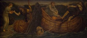Amor og Psyche - Palace Green Murals - Psyche giver mønten til færgemanden fra Styx, 1881. af Sir Edward Coley Burne Jones