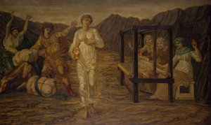 Amor og Psyche - Palace Green Murals - Psyche sat af Venus the Task, 1881. af Sir Edward Coley Burne Jones