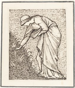 Lady plukker blomster af Sir Edward Coley Burne Jones