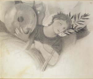 Studie for et hoved i Skabelsens dage, c1871-1875 af Sir Edward Coley Burne Jones