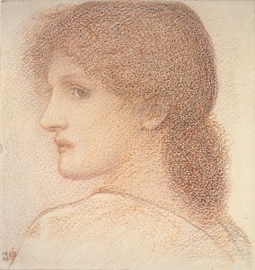 Studie af en kvindes hoved, vendt til venstre, 1886 af Sir Edward Coley Burne Jones