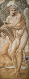 Troy Triptykon - Study of Oblivion conquering Fame, 1875. af Sir Edward Coley Burne Jones
