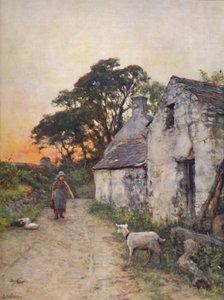 A Village Lane, South Wales, slutningen af det 19.-begyndelsen af det 20. århundrede.