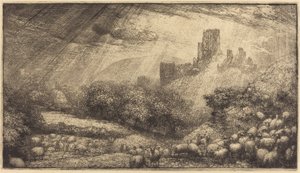 Corfe Castle: Effekt af solskin efter regn af Sir John Charles Robinson