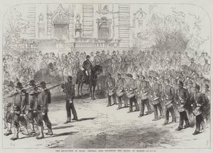 Revolutionen i Spanien, General Prim gennemgår tropperne i Madrid af Sir John Charles Robinson