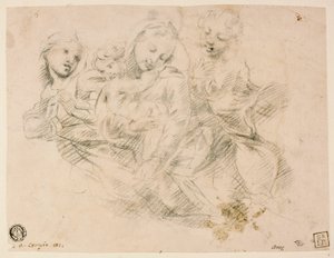 Madonna og barn med to engle af Sir Joshua Reynolds