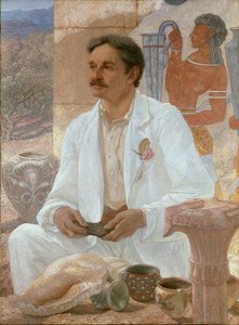 Sir Arthur Evans blandt ruinerne af Knossos-paladset, 1907