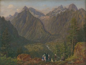 Tatra-landskab med figurer, 1855 af Slovakian School