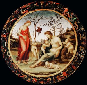 Allegori om kærlighed Venus terrestre med Eros og Venus celeste med Anteros og to amoriner