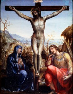 Korsfæstelsen med Jomfruen og Johannes Døberen, c1540.