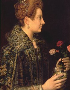 Portræt af en kvinde (olie på lærred) af Sofonisba Anguissola