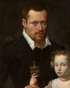 Portræt af en mand med sin datter af Sofonisba Anguissola