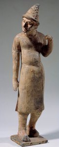 Kinesisk kunst: Sogdisk, barbarisk terracotta-statuette med spids hat, der bærer silke (fra det nuværende Usbekistan). 6. eller 8. århundrede. Paris, Cernuschi-museet af Sogdian Sogdian